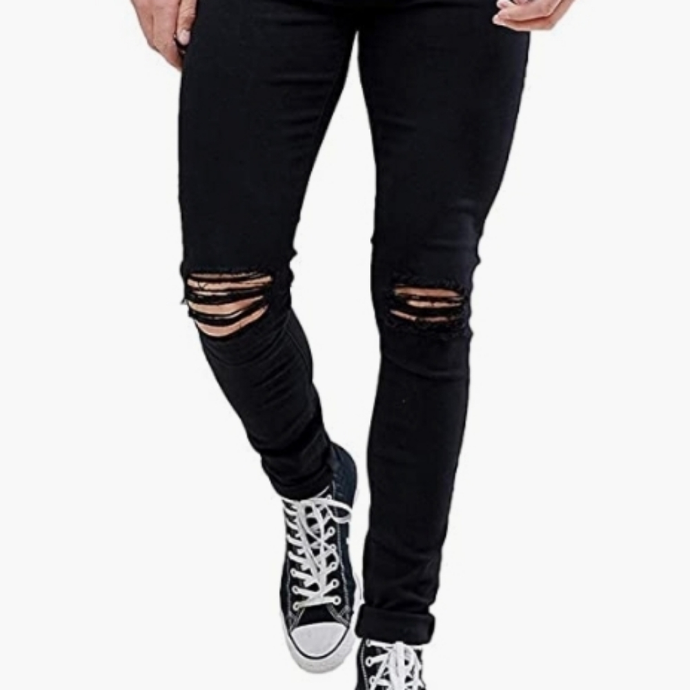 Black tight fit jeans by longbida